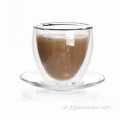 Маленька скляна чашка для кави з подвійними стінками